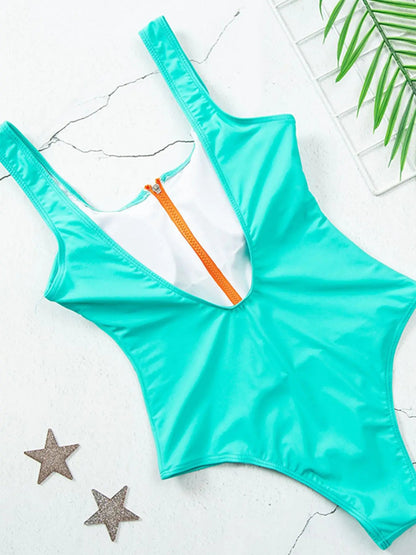Sexy Zipper One Piece Swimsuit - Woman`s Clothing