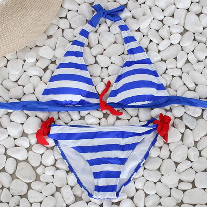 Striped Push-Up Bikini Swimwear - Woman`s Clothing