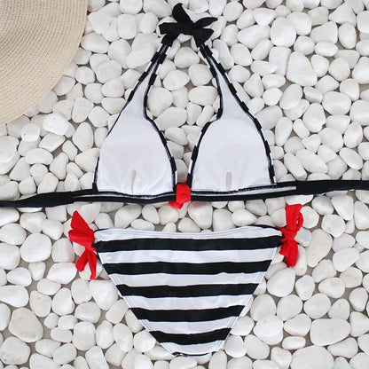 Striped Push-Up Bikini Swimwear - Woman`s Clothing