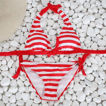 Striped Push-Up Bikini Swimwear - Woman`s Clothing