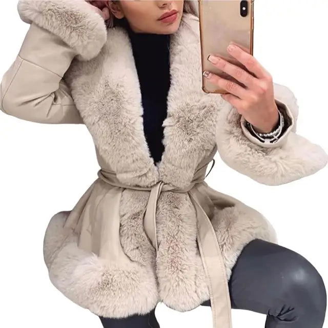 Stylish Ladies Chic Winter Coat - Woman`s Clothing