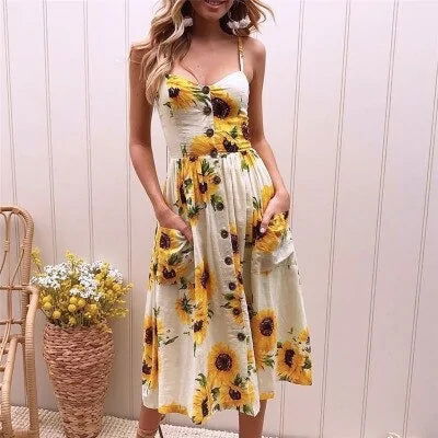 Elastic waist Summer Boho Dress