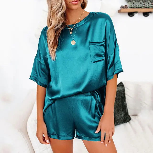 Summer Satin Pyjama Set - Woman`s Clothing