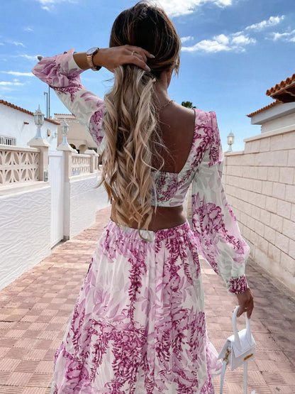 V-Neck Backless Long Dress - Woman`s Clothing