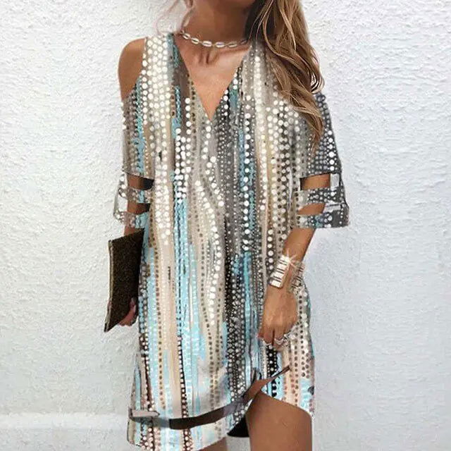 V Neck Summer Tie Dye DressV Neckdress