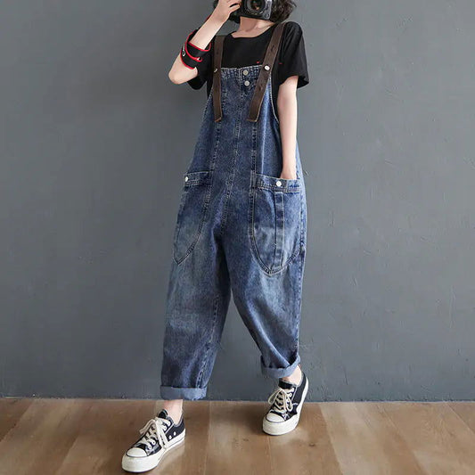 Washed Denim Overall - Woman`s Clothing