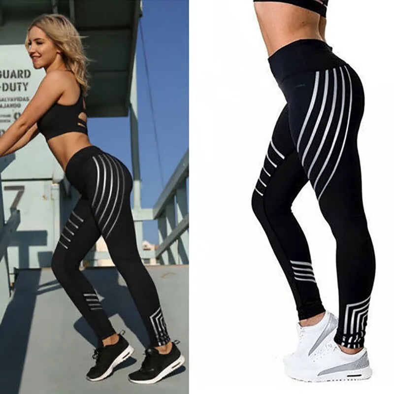 High Elastic Shine Workout Pants - Woman`s Clothing