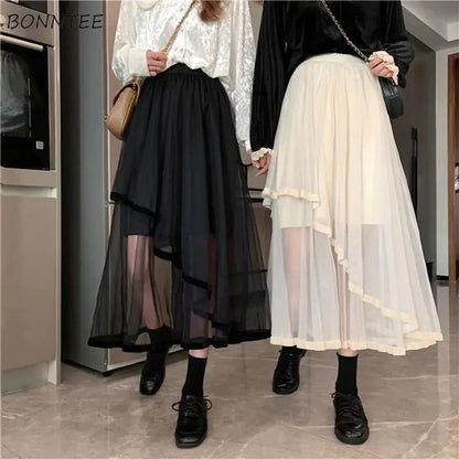Women Solid Korean Style SkirtWomen Solid