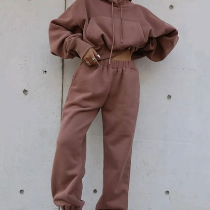 Women Warm Hoodie and Pants SetWomen Warm Hoodieloungewear