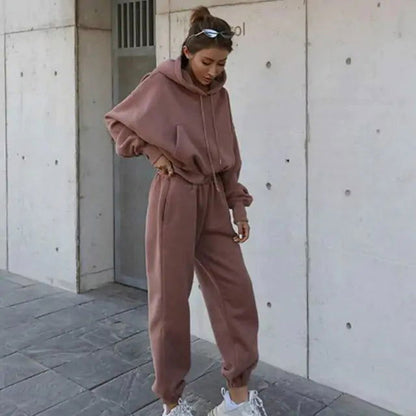 Women Warm Hoodie and Pants SetWomen Warm Hoodieloungewear