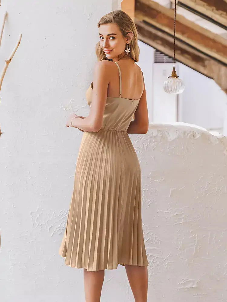 Wonder Pleated Midi Dress - Woman`s Clothing