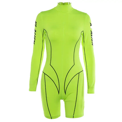 Printed Sports Long Sleeve Fitness Bodysuit