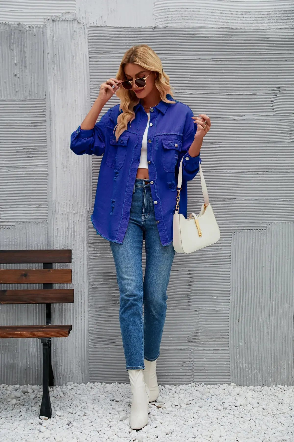 Washed Denim Jacket - Woman`s Clothing