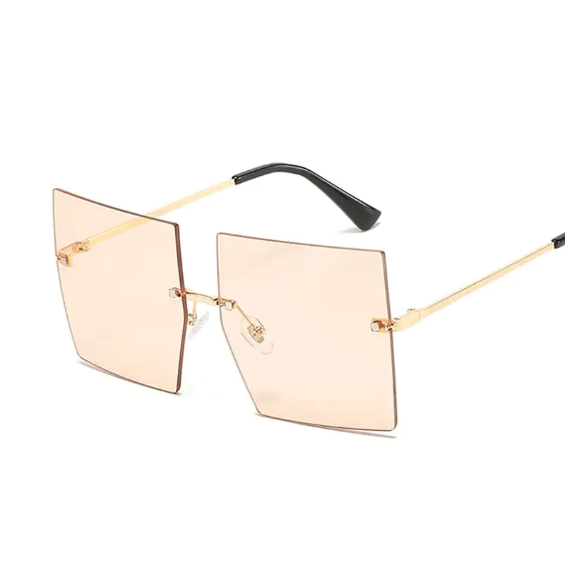 Oversized Rimless Square Sunglasses - Woman`s Clothing