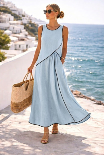 Contrast Colours Mediterranean Style Dress For Women - Woman`s Clothing