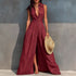 High Waisted Lapel Shirt Style Maxi Dress - Woman`s Clothing