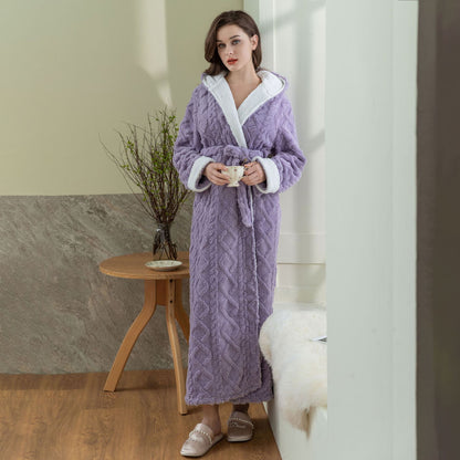 Hooded Jacquard Flannel Nightgown