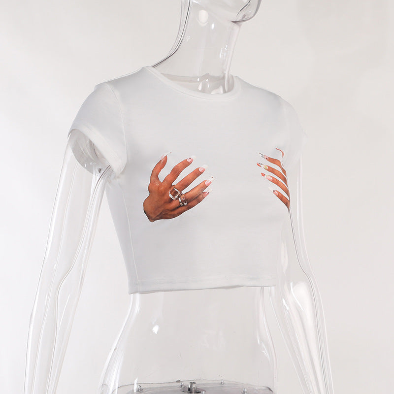 Street Fashion Slim Fitting Short Sleeve T-shirt - Woman`s Clothing