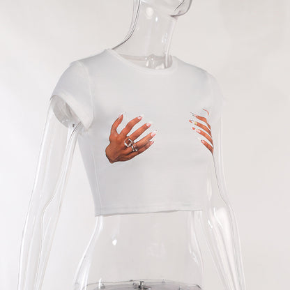 Street Fashion Slim Fitting Short Sleeve T-shirt - Woman`s Clothing