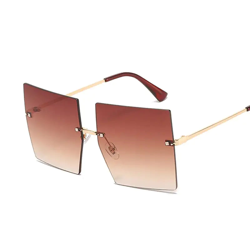 Oversized Rimless Square Sunglasses - Woman`s Clothing