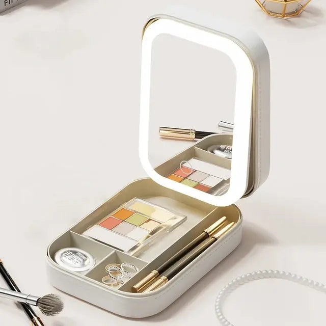 LED Mirror Makeup Storage Box - Woman`s Clothing