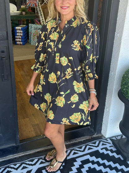 Womens Casual Dress With Bell Sleeves - Woman`s Clothing