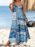 Resort-Style Printed Casual V-Neck Slip Dress With Straps - Woman`s Clothing