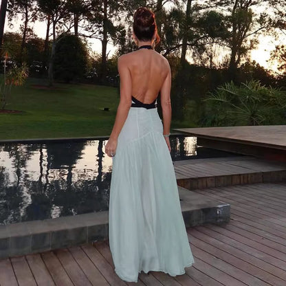 Celebrity-style Halterneck Deep V-neck Wrap Bustier With Cutout Back - Woman`s Clothing