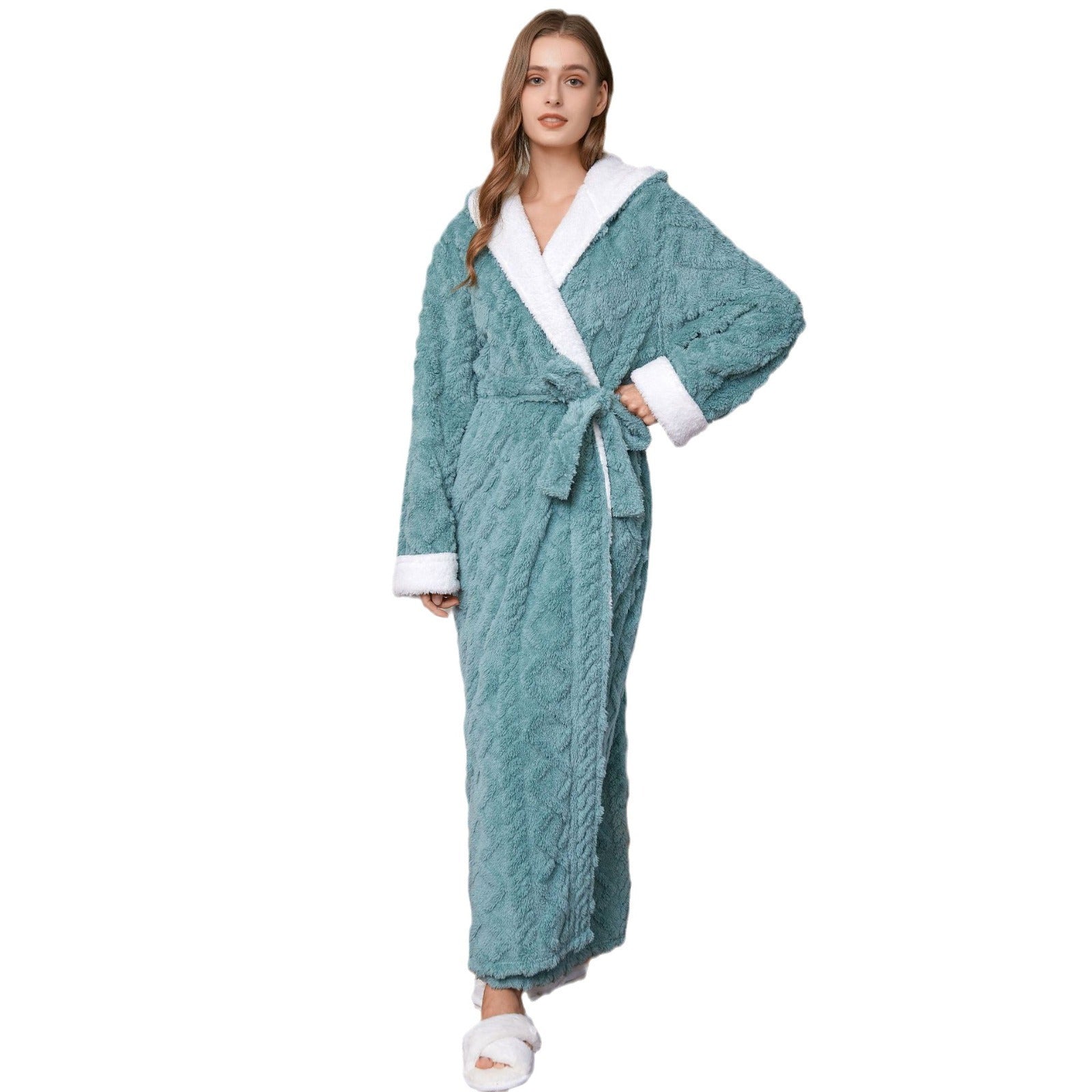 Hooded Jacquard Flannel Nightgown