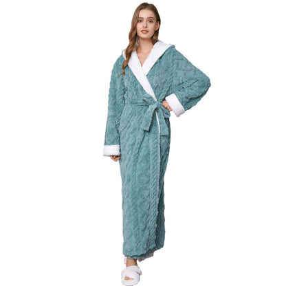 Hooded Jacquard Flannel Nightgown