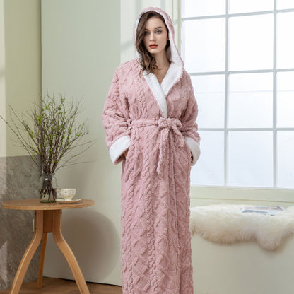 Hooded Jacquard Flannel Nightgown