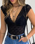 Dot Mesh Crochet Lace Plunge Tank Top Woman`s Clothing 25.00