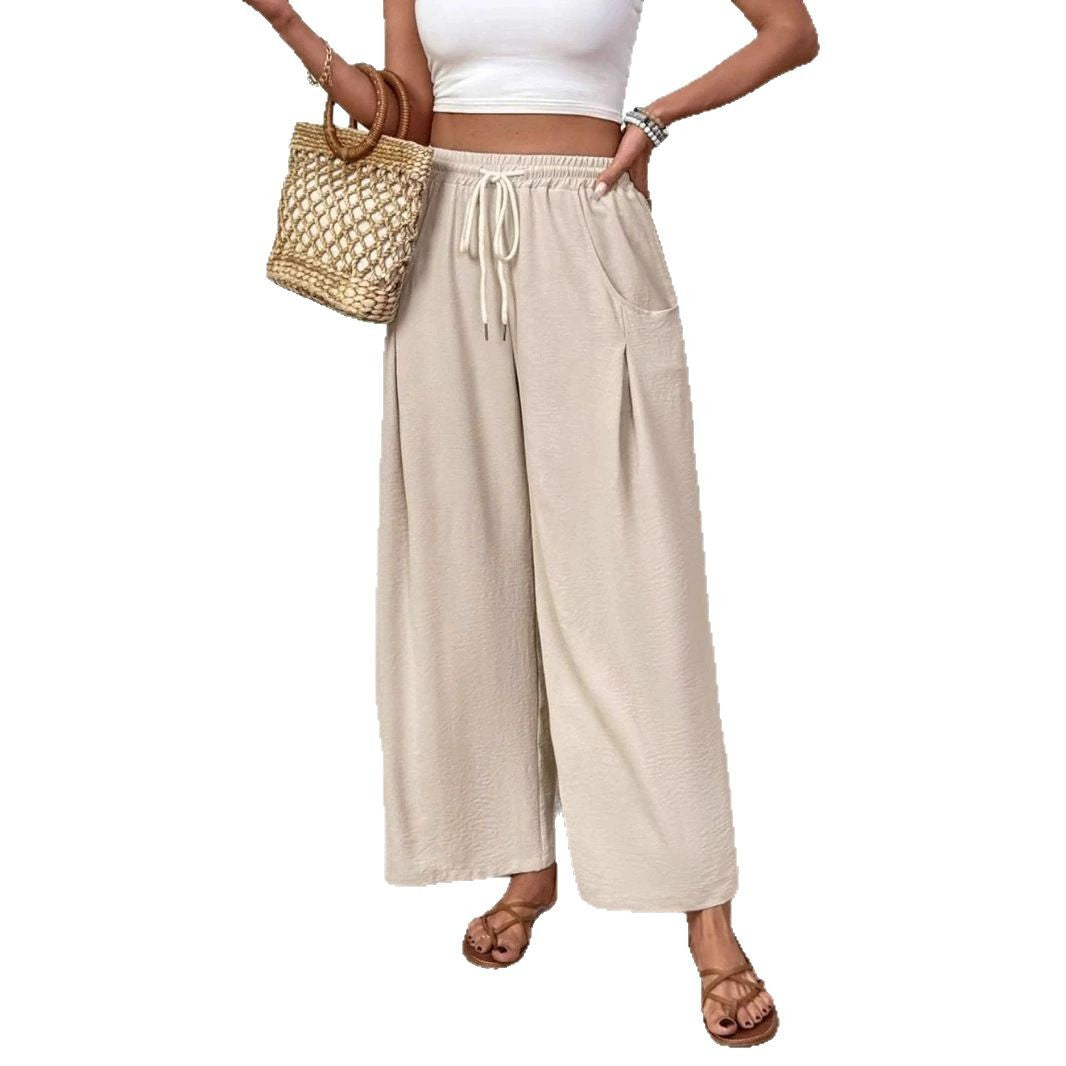 Drawstring Pocket Wide Leg Women&