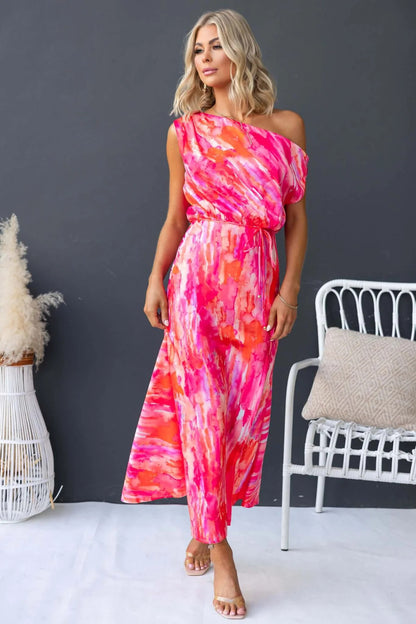 New Arrival Split Hem Sleeveless Printed Dress - Woman`s Clothing