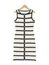 Striped Sleeveless Crewneck Single-breasted Dress - Woman`s Clothing