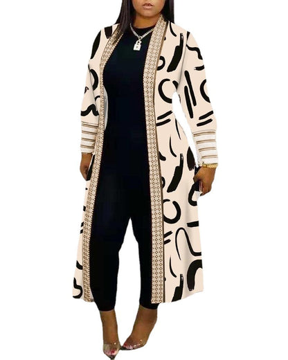 Fashion Printed Long Sleeve Splicing Coat Women