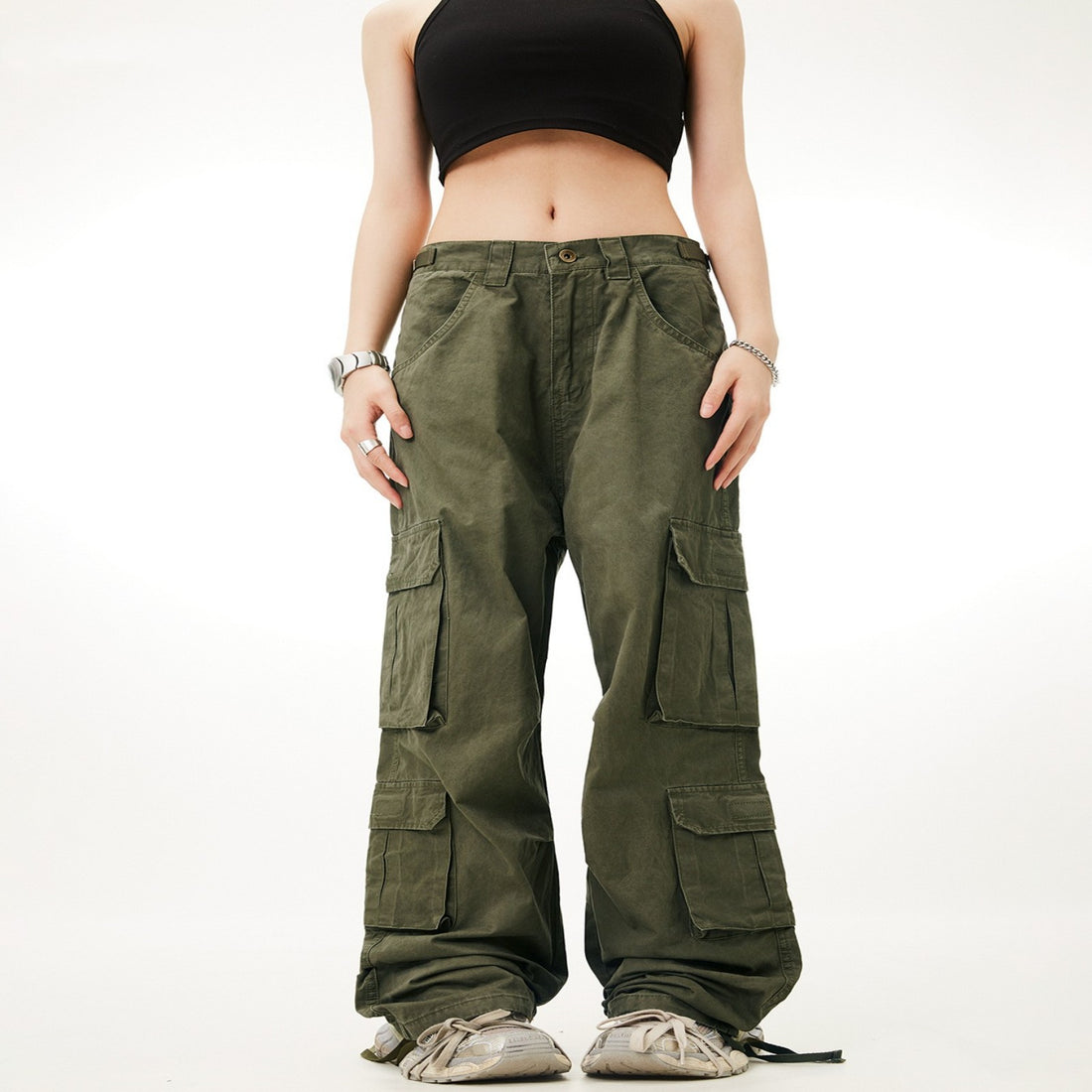Retro Multi-pocket Cargo Pants Loose Straight Casual Pants
