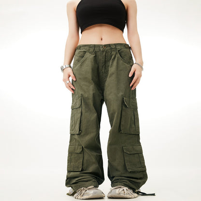 Retro Multi-pocket Cargo Pants Loose Straight Casual Pants