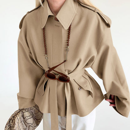 Long Sleeve Cardigan Trench Coat Design Sense Temperament Leisure
