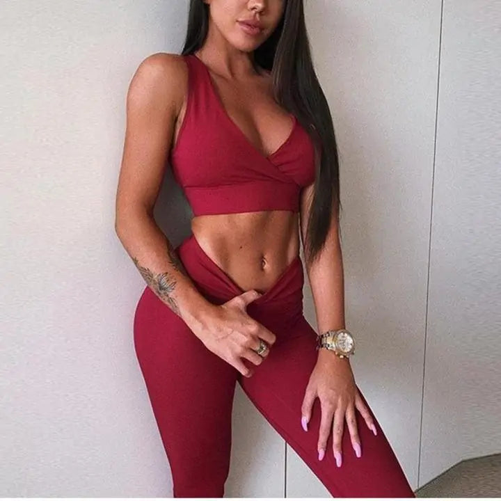 Ladies Seductive V-shaped Fitness 2 Piece Set