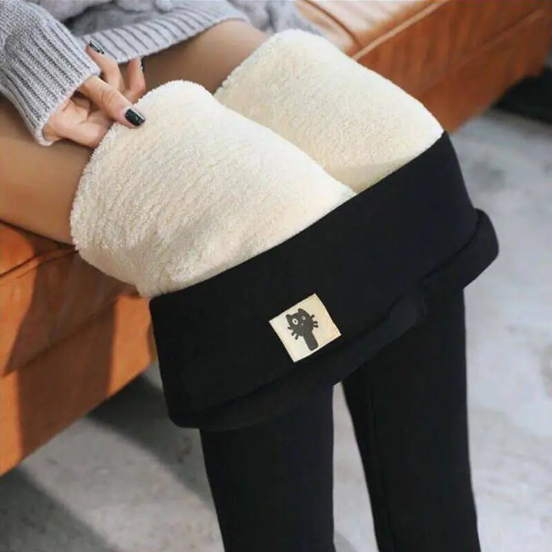 Velvet Warm Hight Waist Leggings - Woman`s Clothing