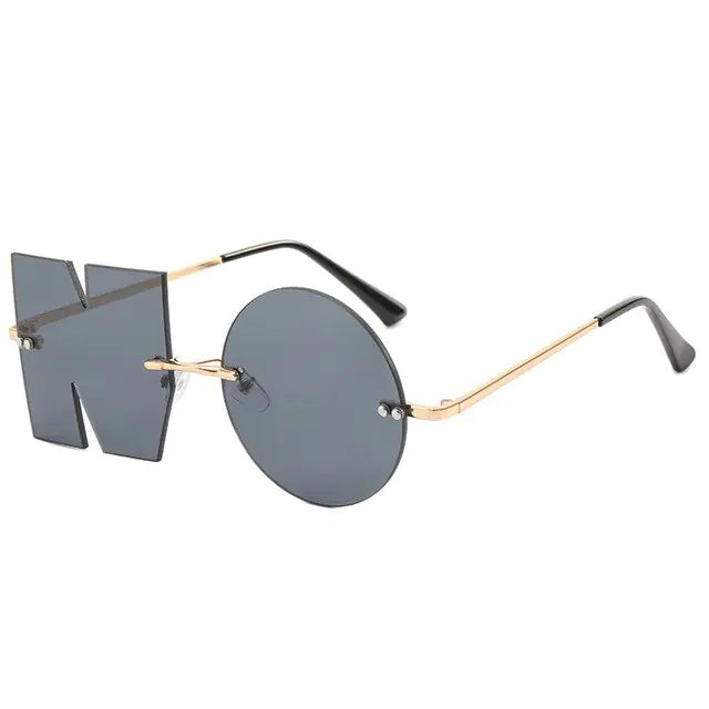 Rimless NO Letter Sunglasses - Woman`s Clothing