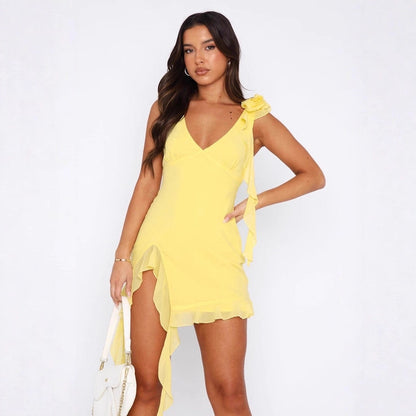 Fringed Subtly Alluring High End Slip Dress - Woman`s Clothing