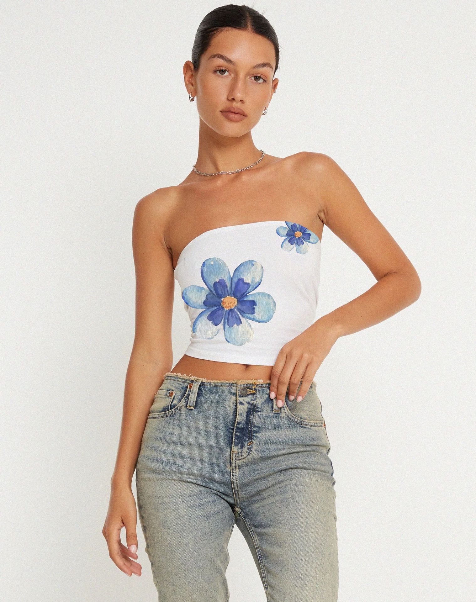 Y2g Printing Tube Top Short Vest - Woman`s Clothing