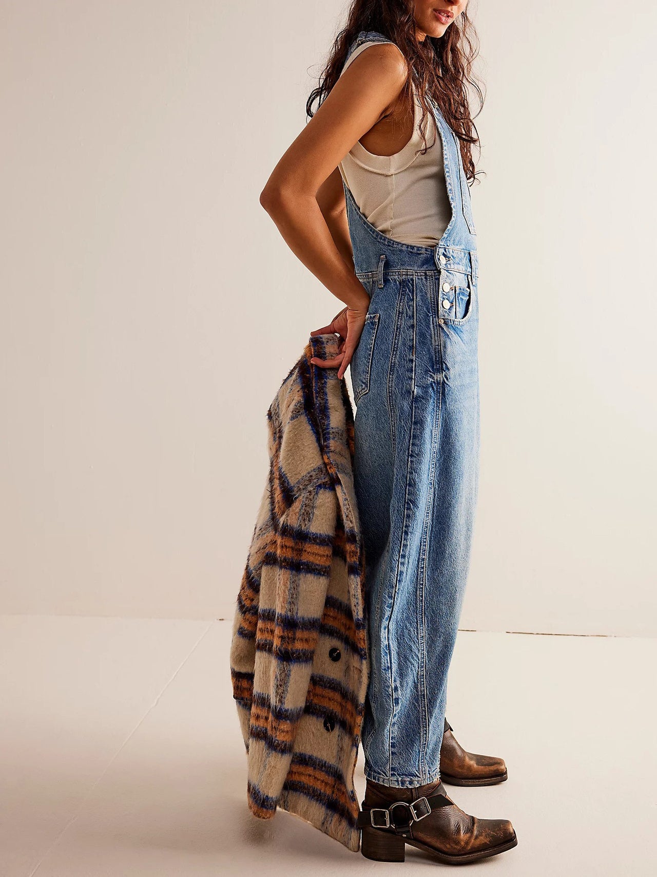 Woman`s Casual Loose Denim Overalls