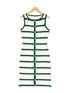 Striped Sleeveless Crewneck Single-breasted Dress - Woman`s Clothing
