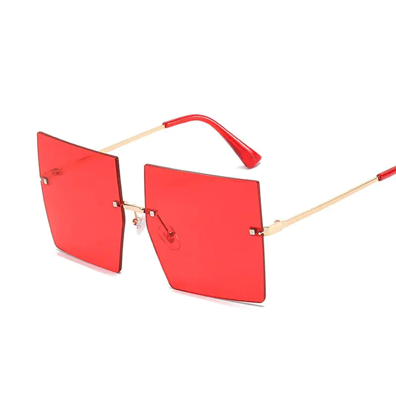 Oversized Rimless Square Sunglasses - Woman`s Clothing