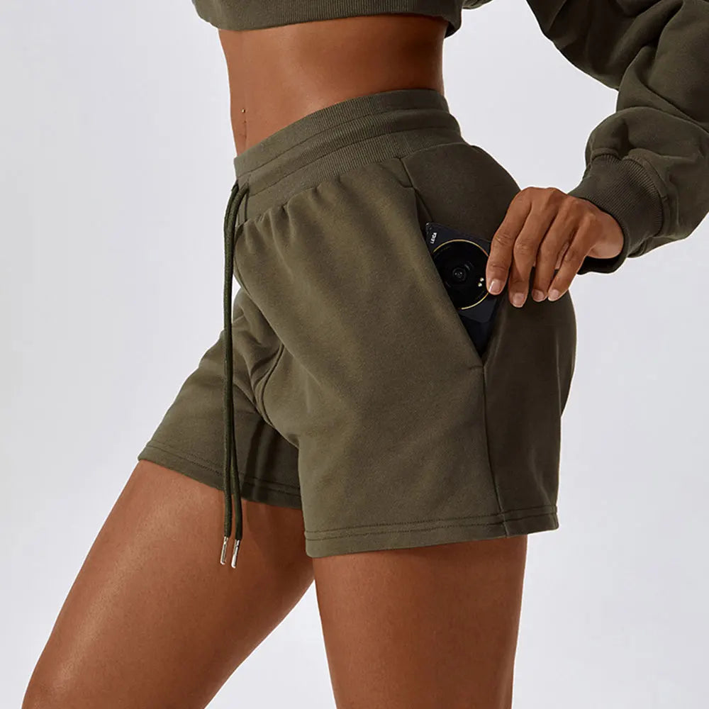 Loose Fit Drawstring Shorts - Woman`s Clothing