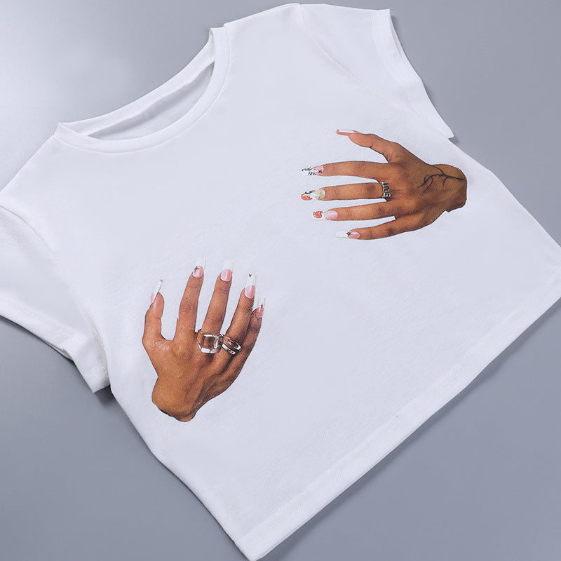 Street Fashion Slim Fitting Short Sleeve T-shirt - Woman`s Clothing