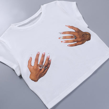 Street Fashion Slim Fitting Short Sleeve T-shirt - Woman`s Clothing